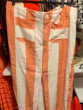 Anthropologie Orange and White Colette Skirt